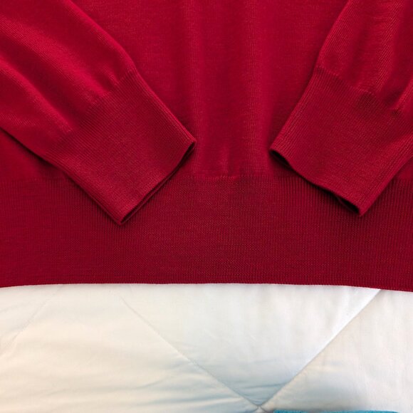 BROOKS BROTHERS Sweater‎ Men's L Red Saxon Wool Knit V Neck Long Sleeve - Picture 7 of 11